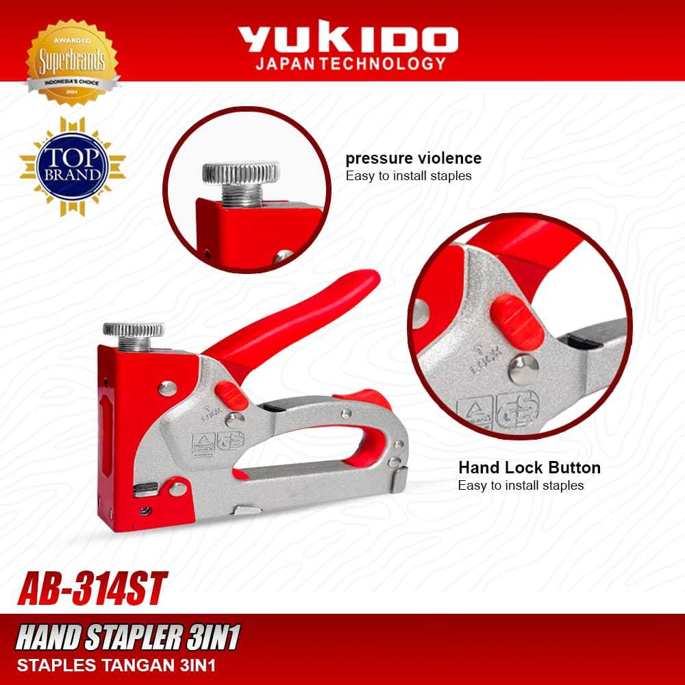 

YUKIDO STAPLES TANGAN 3 IN 1 4-14MM/HAND STAPLER 3 IN 1 AB- 314ST