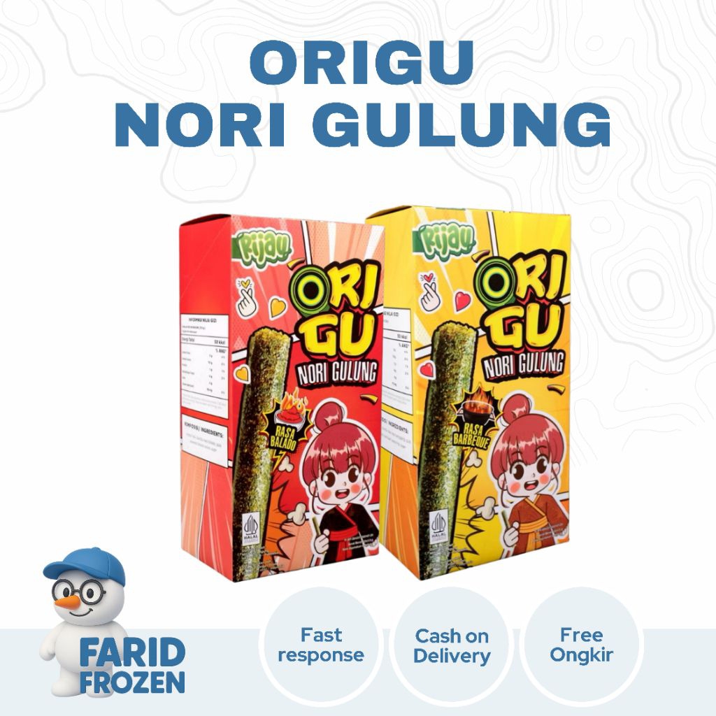 

ORIGU NORI ROLL RUMPUT LAUT GULUNG 3,5 GR X 12 ( 1 BOX ISI 12 PCS)