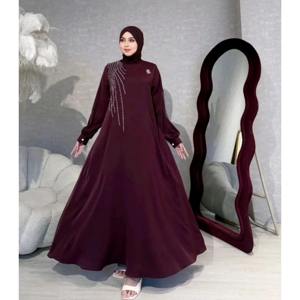 Dress Gamis Shellasaukia Baju Muslim wanita Baju panjang Kondangan Pesta Mewah