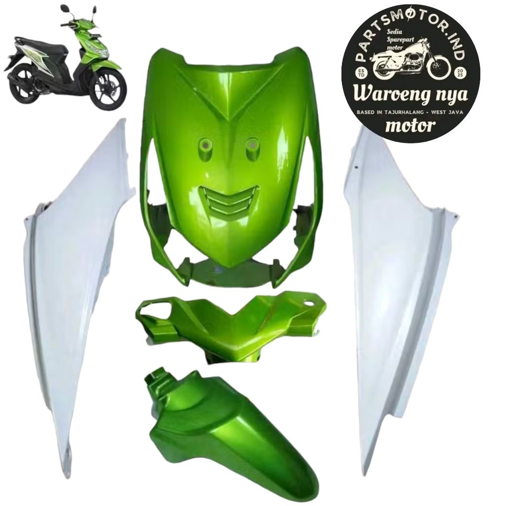 baju motor beat karbu lama warna hijau putih tahun 2010 2011 2012