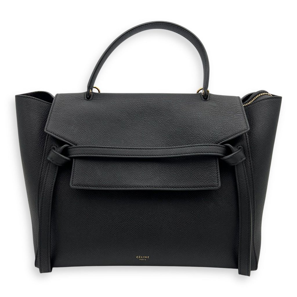 Celine Belt Small Black Top Handle Bag in Calfskin PRELOVED