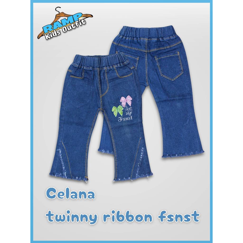 celana anak perempuan | celana jeans anak | Celana twinny ribbon fsnst ball 350-50