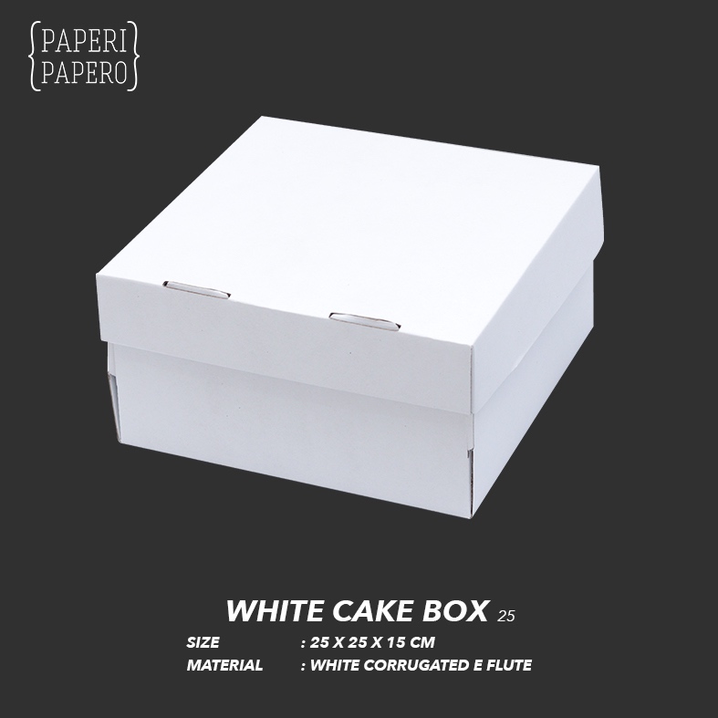 

White Cake Box - Kotak / Dus / Boks Kue Bolu Putih 25 x 25 x 15 cm (1 pcs)