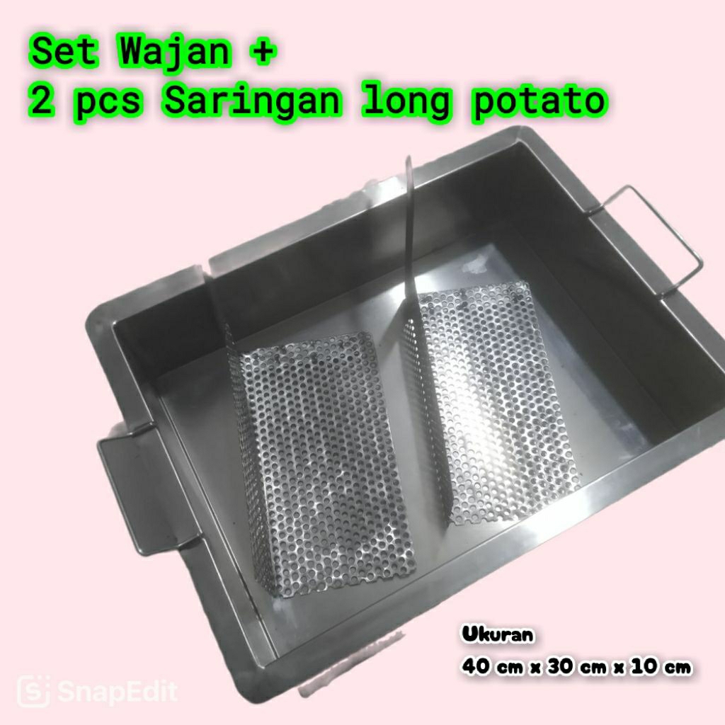 1 set Wajan Penggorengan + saringan long potato Stainless steel / wajan penggorengan donat