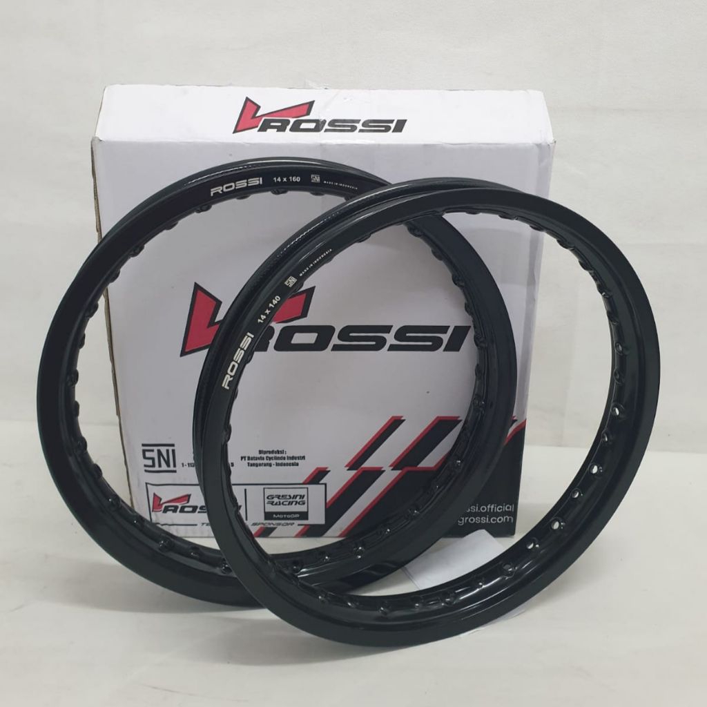 Velg Rossi Hitam Glossy Hitam Gilap Ring 17 ukuran 120 140 160