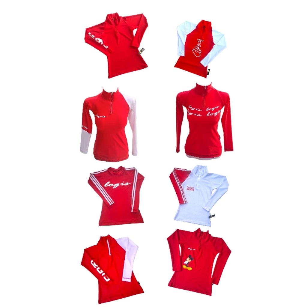 kaos senam merah putih lengan panjang