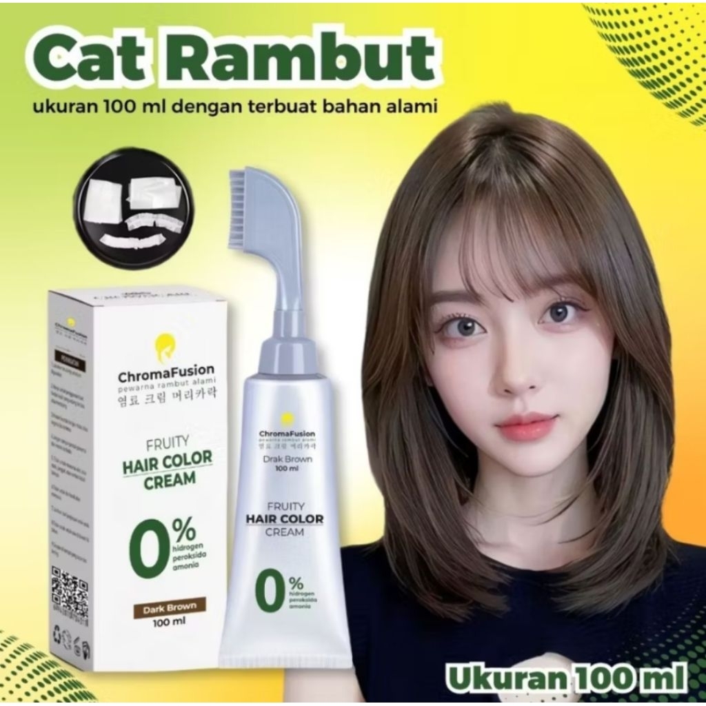 Cat Rambut Alami 100ml – ChromaFusion Hair Color Cream | Pewarna Rambut Aman Tanpa Amonia & Peroksid