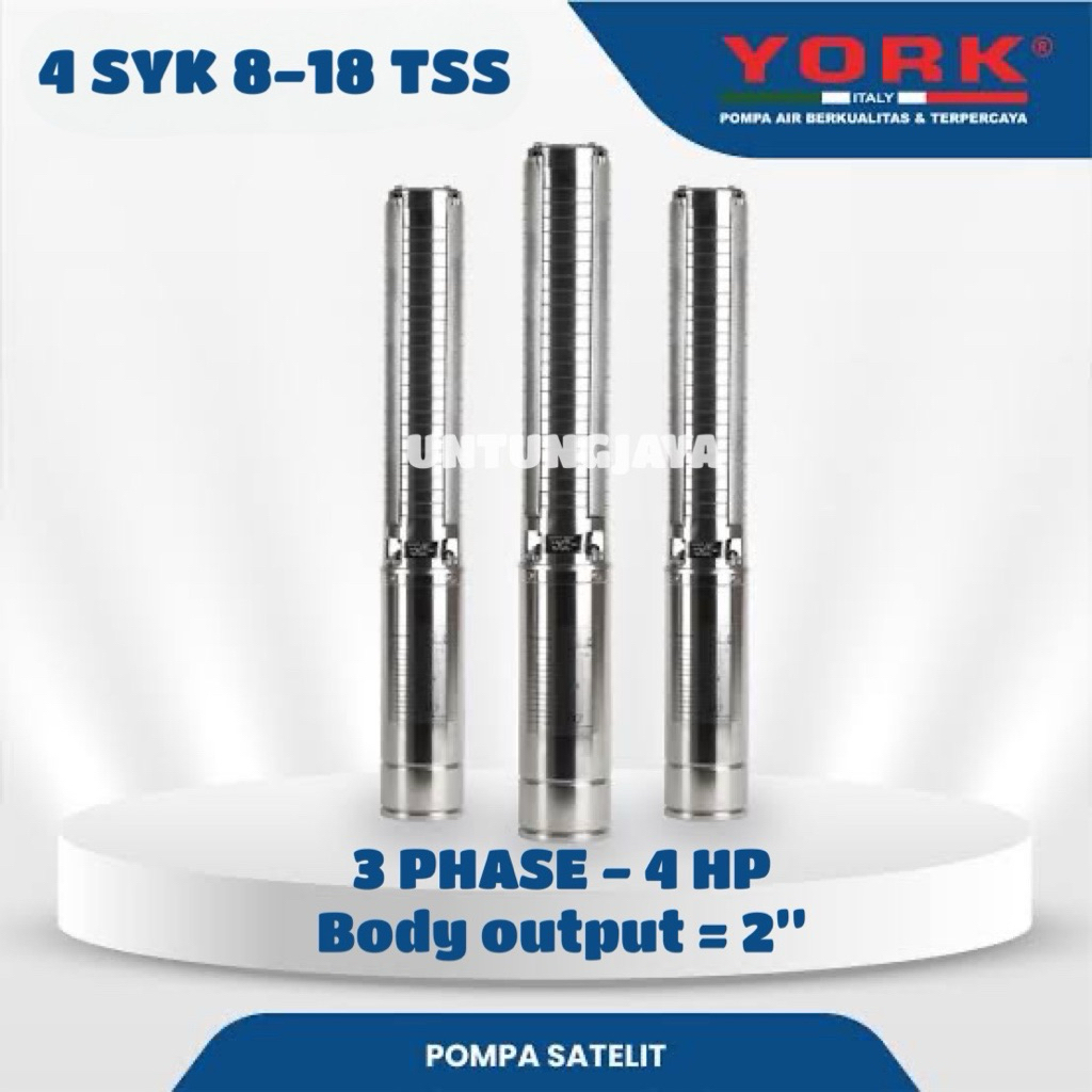 POMPA SUBMERSIBLE YORK 4 SYK 8-18 TSS 3 PHASE 4 HP // POMPA CELUP YORK 4SYK 8-18 4HP 3PHASE // POMPA