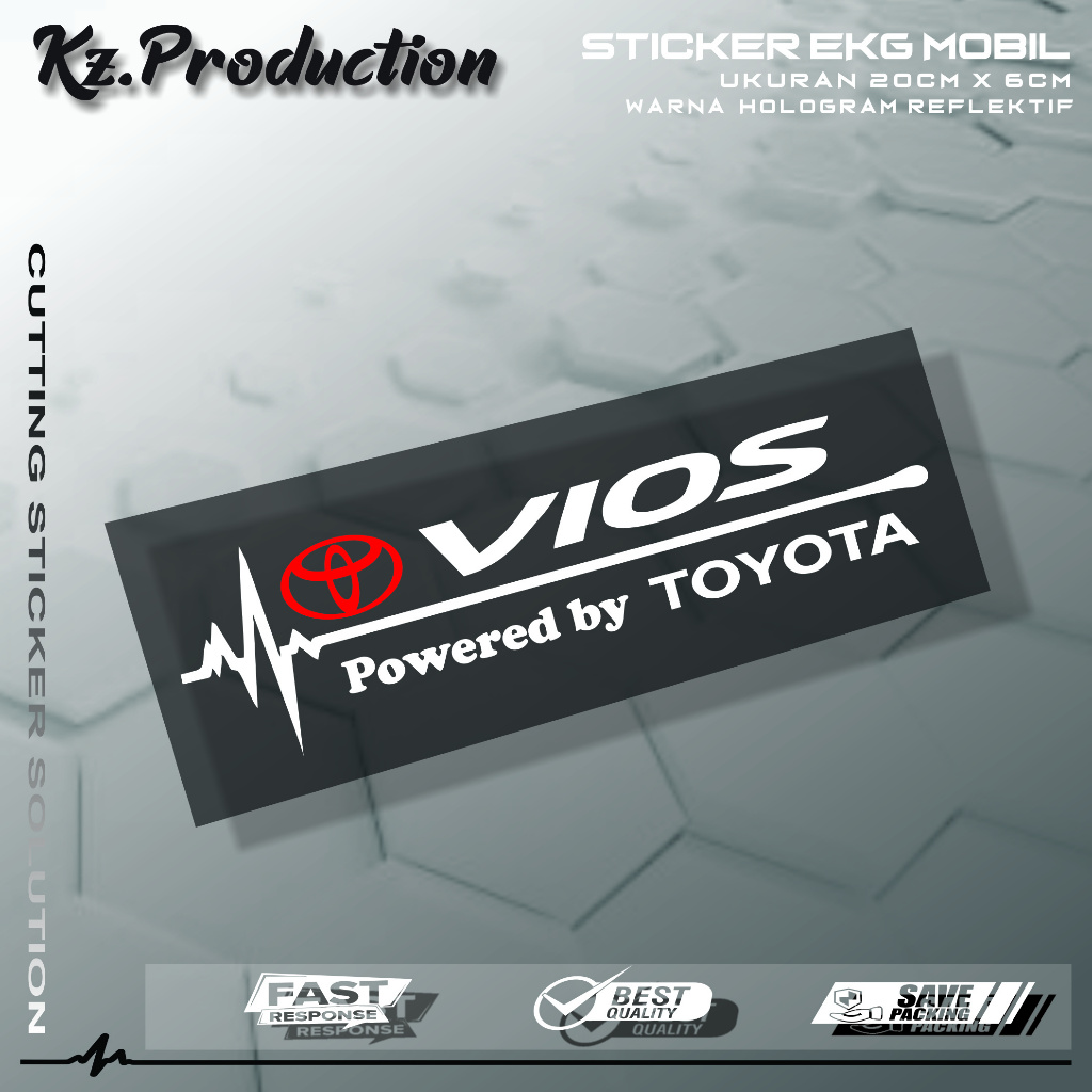 Sticker Cutting Kaca Mobil Toyota Vios Motif Detak Jantung EKG Mobil Toyota