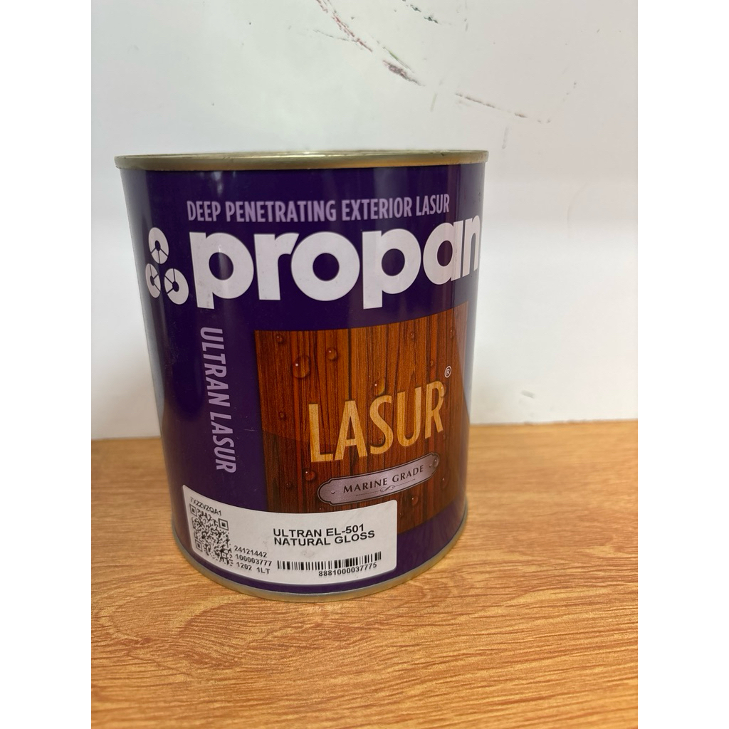 propan ultran lasur-EL-501-natural gloss-1liter-politur exterior-cat kayu-kusen-pintu-jendela-pintu-