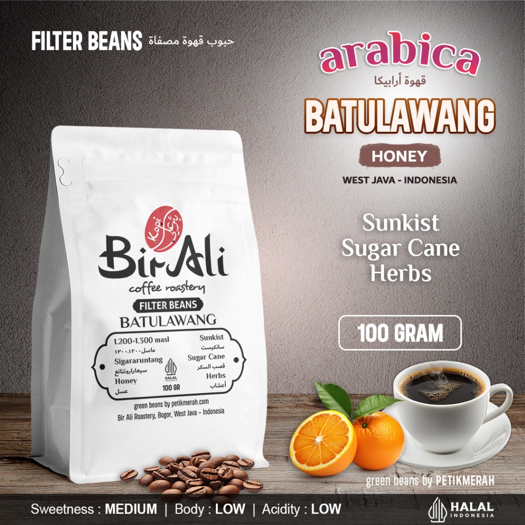

BATULAWANG HONEY Filter Beans Biji Kopi Bubuk Arabika Arabica Petik Merah Coffee Roastery 100 Gram