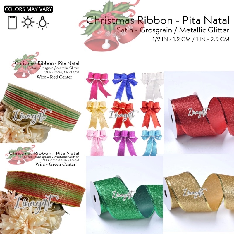 

( 3 Meter ) PITA GLITTER KAWAT - PITA KADO / PITA NATAL / PITA SOUVENIR / HIASAN NATAL / METALIK