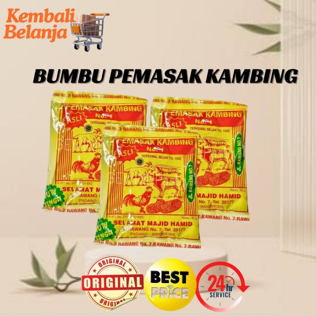 

Bumbu Pemasak Kambing 40 Gram/ Pemasak Kambing No.1/ Bumbu Pemasak Kambing Sachet/ Bumbu Pemasak Kambing Selamat