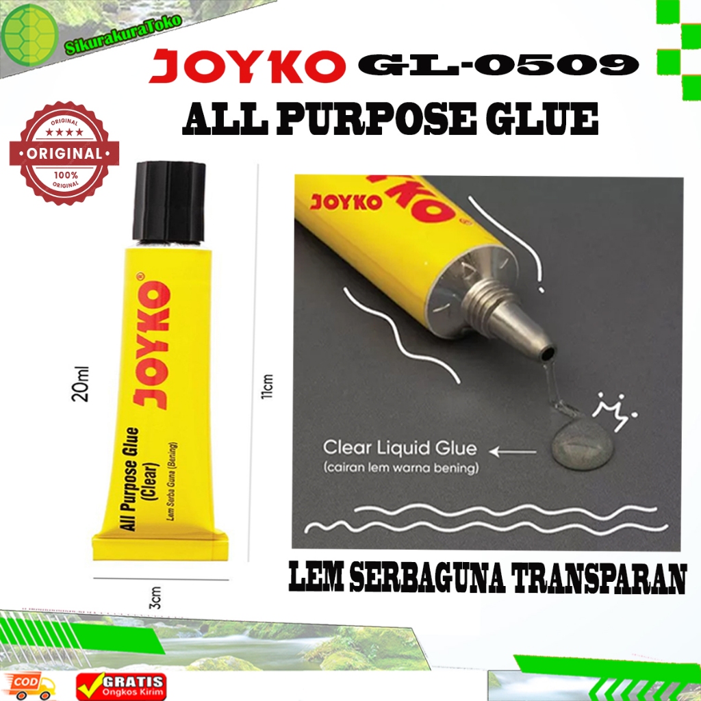 

(SDA) Lem Joyko GL-0509 All Purpose Glue 20ml Lem Kertas Serbaguna Bening Transparan Joyko Cair Bening GL 0509