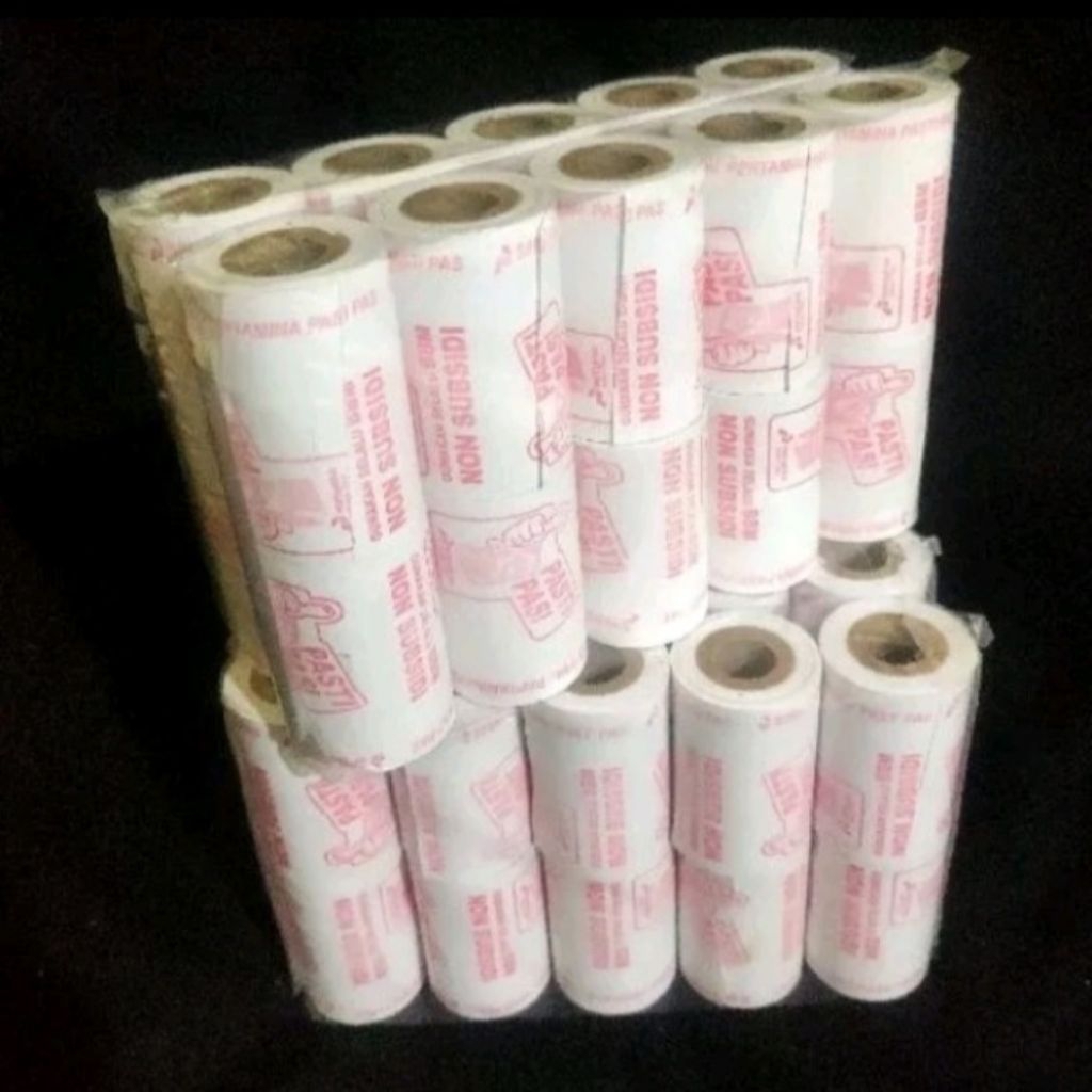

kertas thermal edc logo pasti pas/pom bensin 58/57×40mm paket 10roll