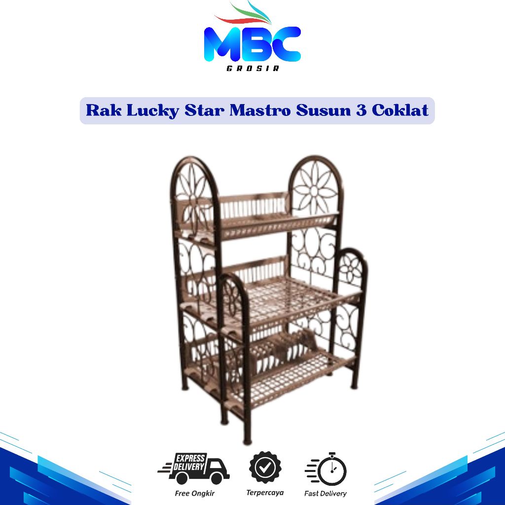 LUCKY STAR RAK PIRING SUSUN 3 MASTRO BAHAN PLASTIK TEBAL