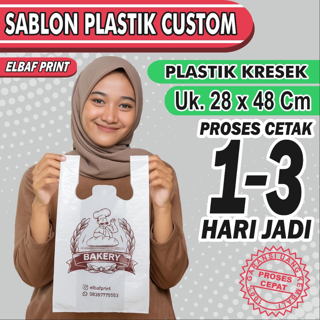 Plastik Sablon Custom Kresek Tebal 28x48cm FREE DESIGN