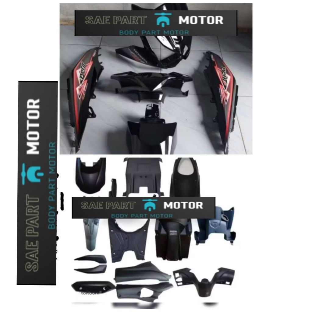Cover Body Full Set Honda Beat Fi Hitam List Merah 2014