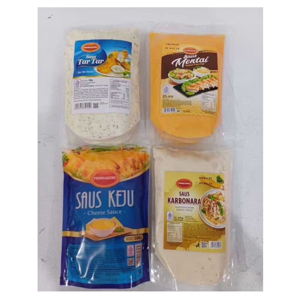 

Prima Agung Saus 500gr | Saus Tartar | Saus Mentai | Saus Keju | Saus Karbonara Salad Dressing Saos Halal Rasa Mantap
