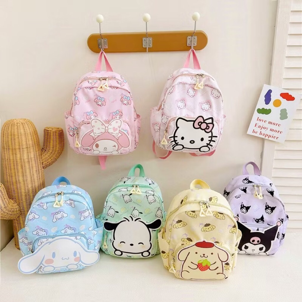 Tas Sekolah Anak Cewek Motif Karakter Sanrio | Tas Ransel Import Lucu Anti Air