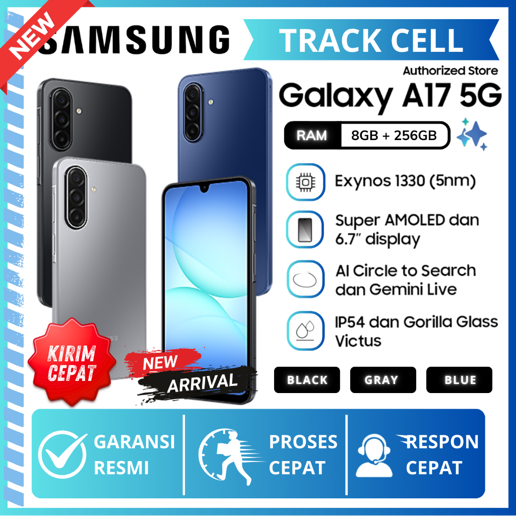 Samsung Galaxy A17 5G 8/256GB Exynoss 1330 HP Samsung Terbaru 2025 Garansi Resmi Samsung Indonesia