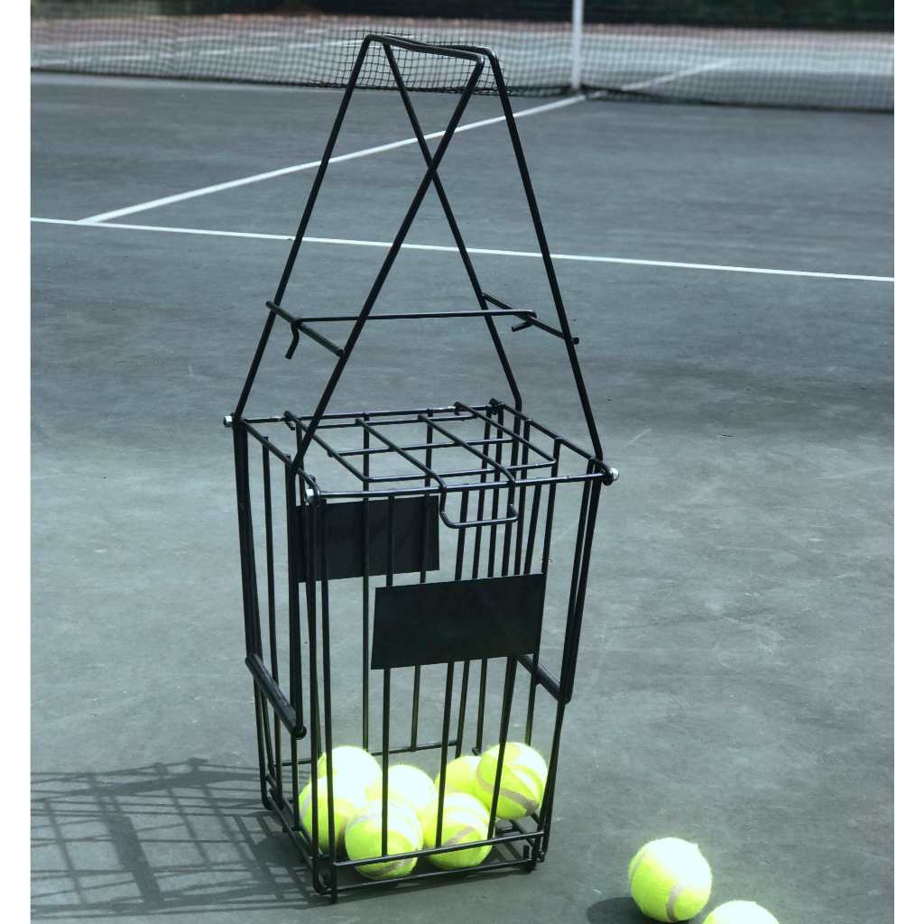 2 in 1 Pengumpul & Keranjang Bola Tenis Padel  - Portable Steel Tennis Padel Ball Picker Cart Hopper