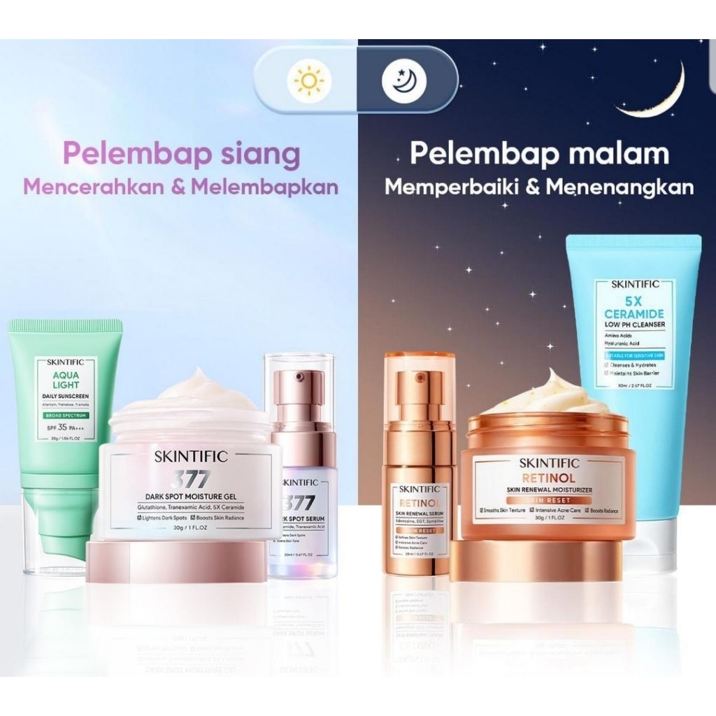 SKINTIFIC 6 Pcs Set Sunscreen Day Cream Night Cream