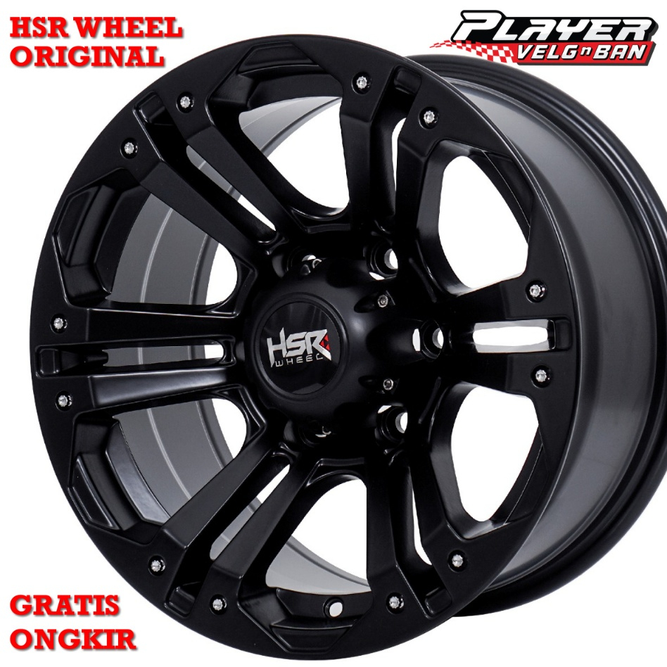 VELEK MOBIL RING16 LEBAR 8 UNTUK BLAZER TERRANO HILUX VELG HSR MONGO R16 LUBANG 6X139,7 ET0 BLACK