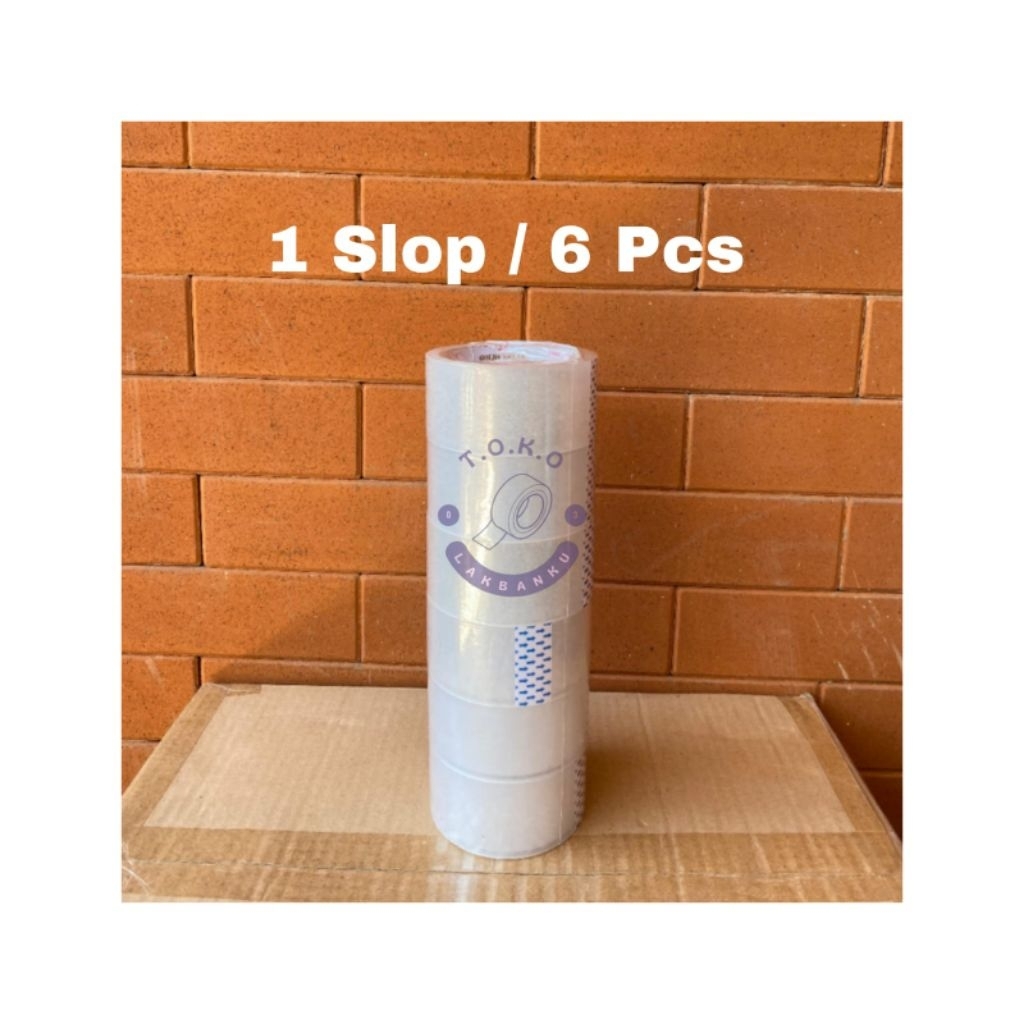 

Lakban Bening 45mm x 90 LAKBAN BENING 1 slop isi 6 pcs Isolasi selotip clear tape Daya Lengket Kuat