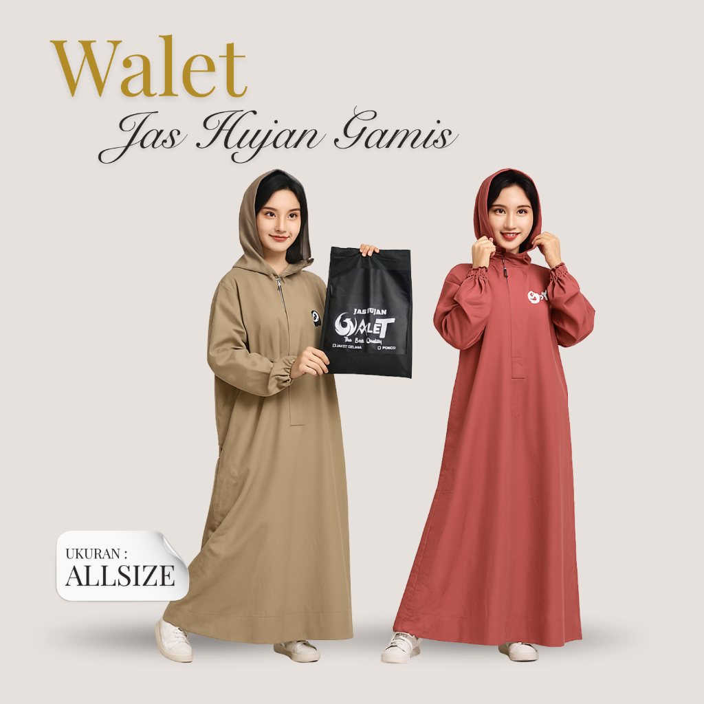 Jas Hujan Gamis Walet - Mantel Gamis - Jas Hujan Muslimah - Mantol Muslimah