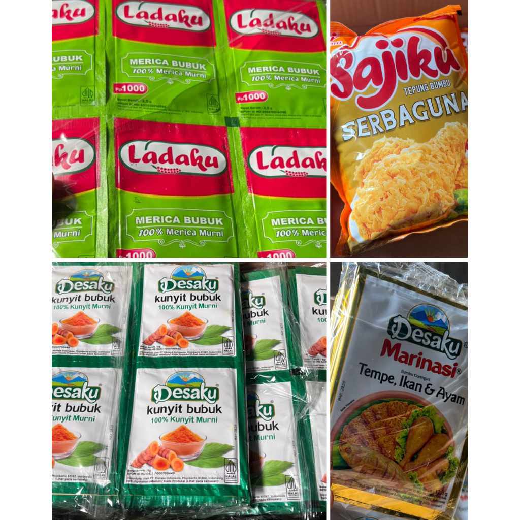 

[Aneka Rentengan] Ladaku Merica Desaku Ketumbar Kunyit Marinasi Ayam tempe ikan Santan Kara Sajiku Serbaguna Masako Royco Ayam Sapi Bubuk