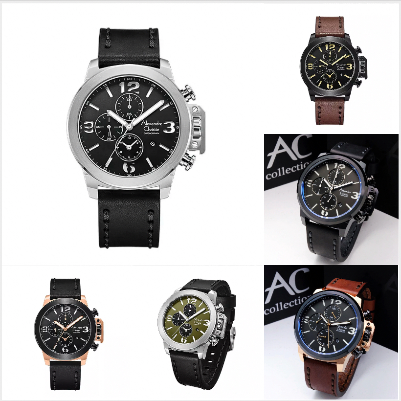 ALEXANDRE CHRISTIE PRIA AC 6280 HITAM TALI COKLAT JAM TANGAN PRIA ALEXANDRE CHRISTIE
