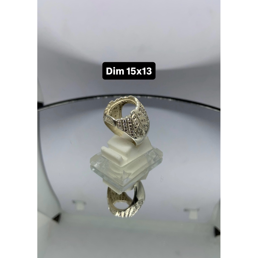 Syahira Silver Ring Perak Batu akik untuk dim batu 15x13