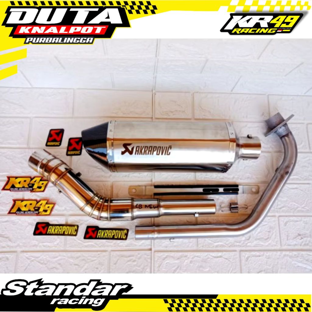 Knalpot Akra Layang Titan Laser Bass Adem Bulet Standar Racing Untuk Motor Sport Vixion R15v3 R15v2 