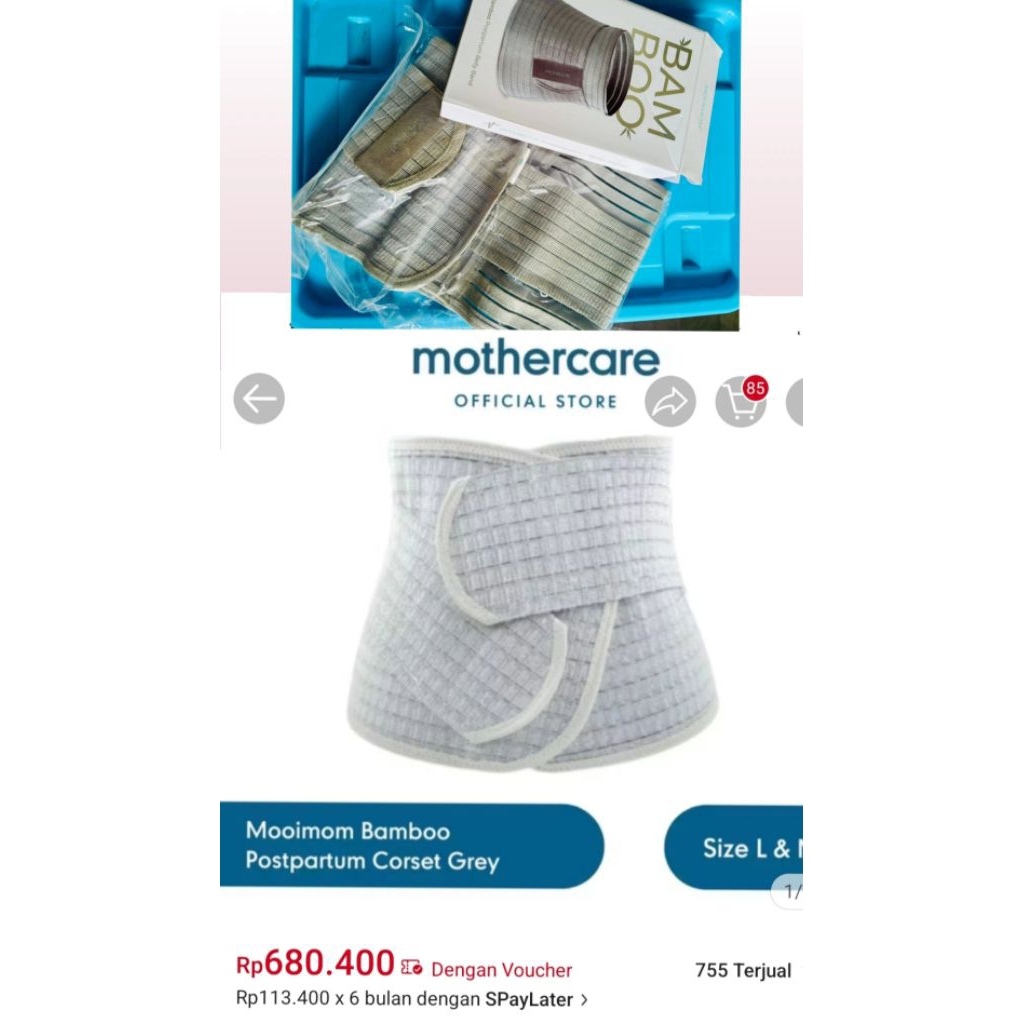PRELOVED Korset Mooimom Bamboo Postpartum corset grey