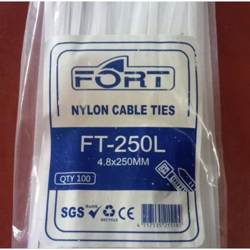 

Kabel Ties 250mm 4.8mm Fort CV250L FT250L Fort 4.8mm Isi 100 pcs (Cable Tie) FT-250L CV-250L Hitam Putih Tali pengikat