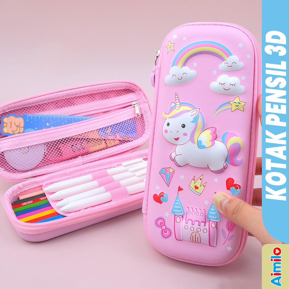 

Aimilo - Tempat Pensil Aesthetic 3D Tempat Pensil Anak Laki Laki Waterproof Kotak Pensil Anak Perempuan Alat Tulis Sekolah