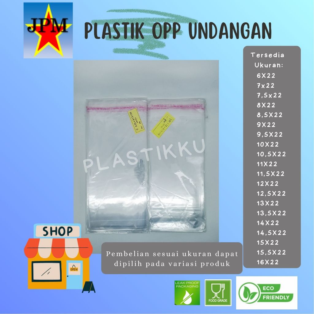 OPP Undangan Panjang 22 cm / PLASTIK OPP / OPP Undangan / OPP Bening / Plastik Undangan / Plastik Un