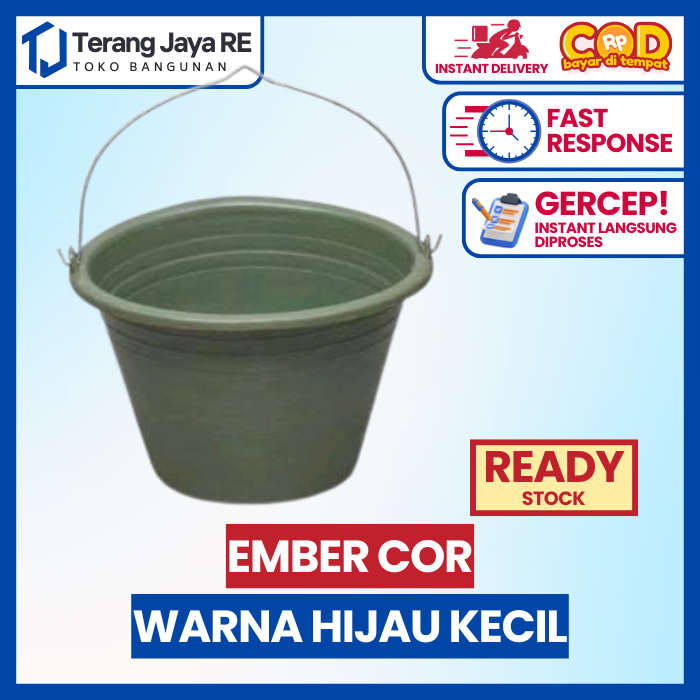Ember cor hijau kecil plastik - semen anti pecah