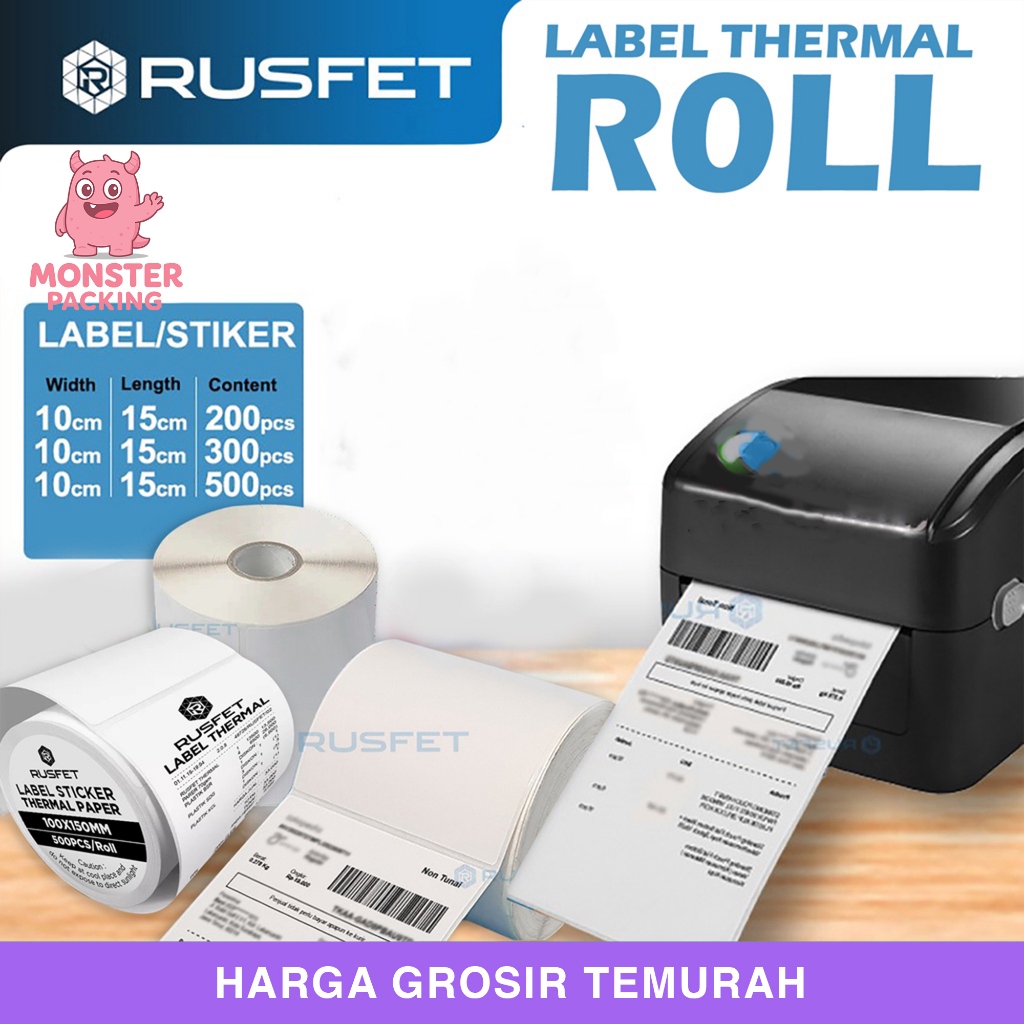 

Kertas Printer Barcode Thermal Label Thermal Stiker Resi Thermal Label Pengiriman Rusfet struk