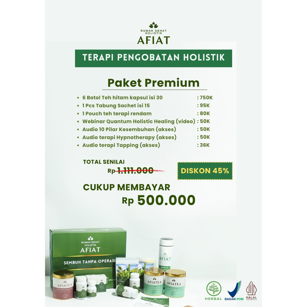 

Paket Premium Terapi Rumah Sehat Holistik Afiat