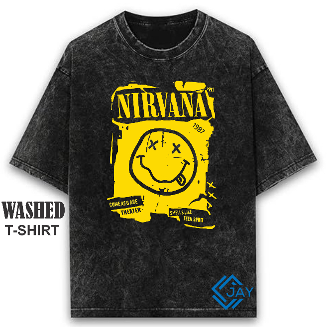 Kaos Oversize Washed  " NIRVANA " Pria wanita / Kaos washing black pria / kaos washing pria wanita /