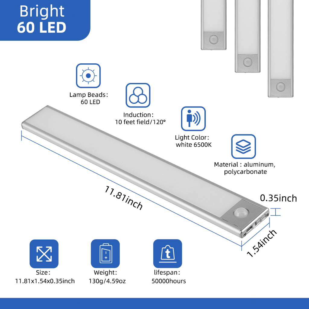 CUCI GUDANG CUCI GUDANG LAMPU SENSOR LEMARI LAMPU SENSOR GERAK MOTION STICK PANJANG LED BELAJAR