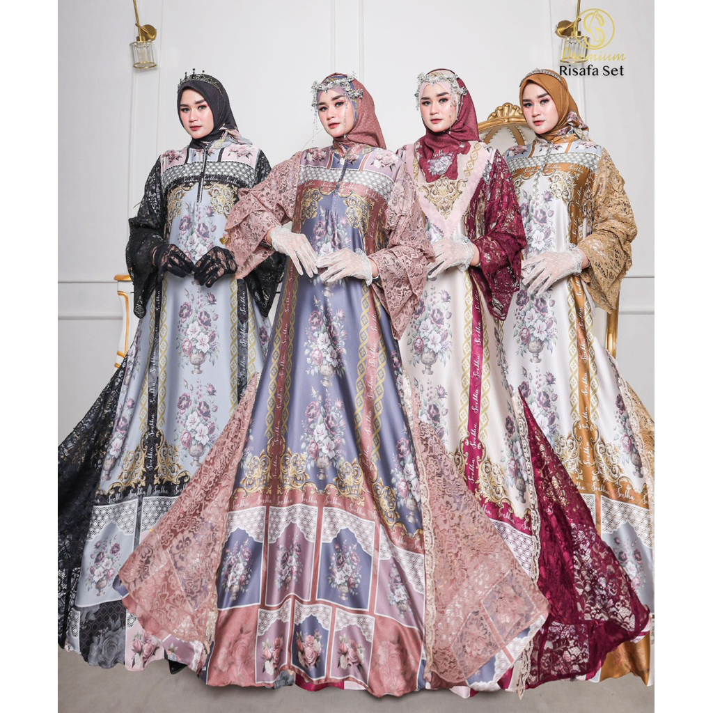 RISAFA SET BY SOEKHA PREMIUM/ GAMIS SET SCARF/GAMIS SYARI BRANDED/DRESS MUSLIMAH / GAMIS SYARI PESTA
