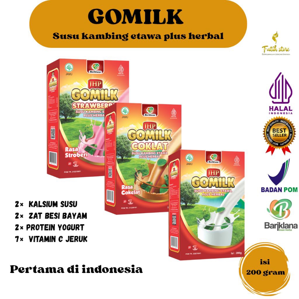 

( BISA COD + GARANSI) Gomilk Susu kambing etawa plus herbal 200 gram Kwalitas premium || BPOM Halal