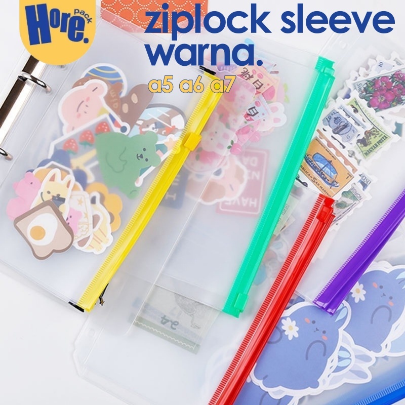 

Ziplock Sleeve Warna Warni Binder A6 Ziplok Kantong Zipper Binder A5 A7 Card Loose Leaf
