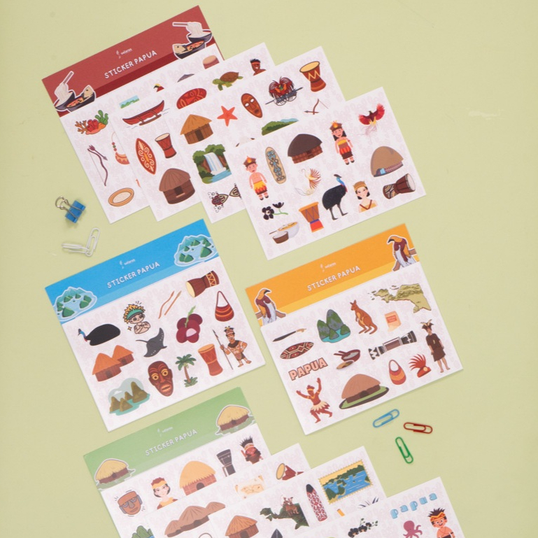 

Stiker Set Papua – Vinyl Glossy Tahan Air 4 Lembar untuk Scrapbook & Jurnal