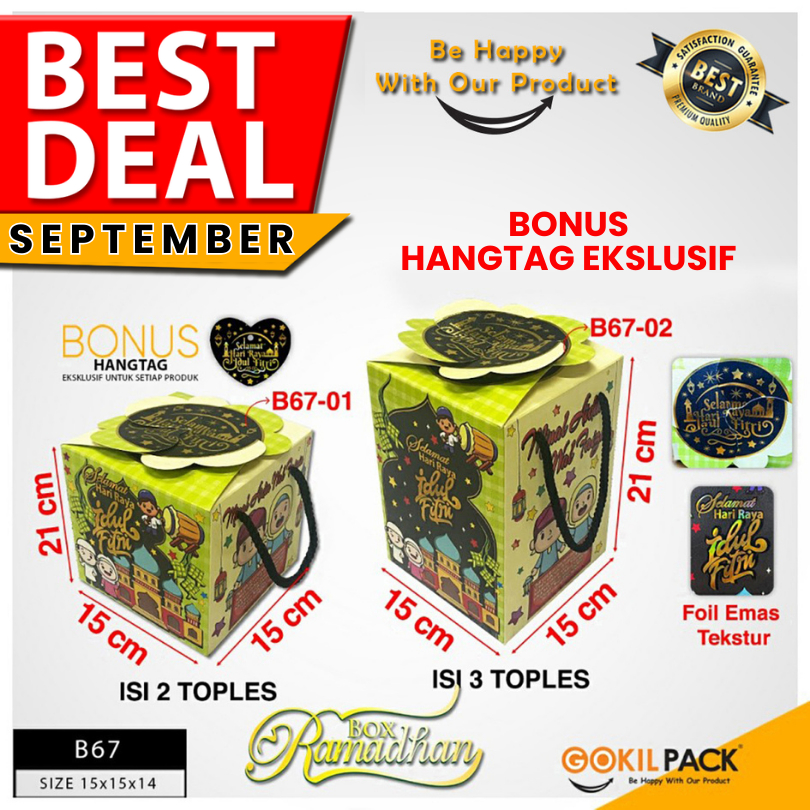 

Box Lebaran - Packaging Idul Fitri - Dus Hampers isi 3 Toples Kue 500 gr - B67