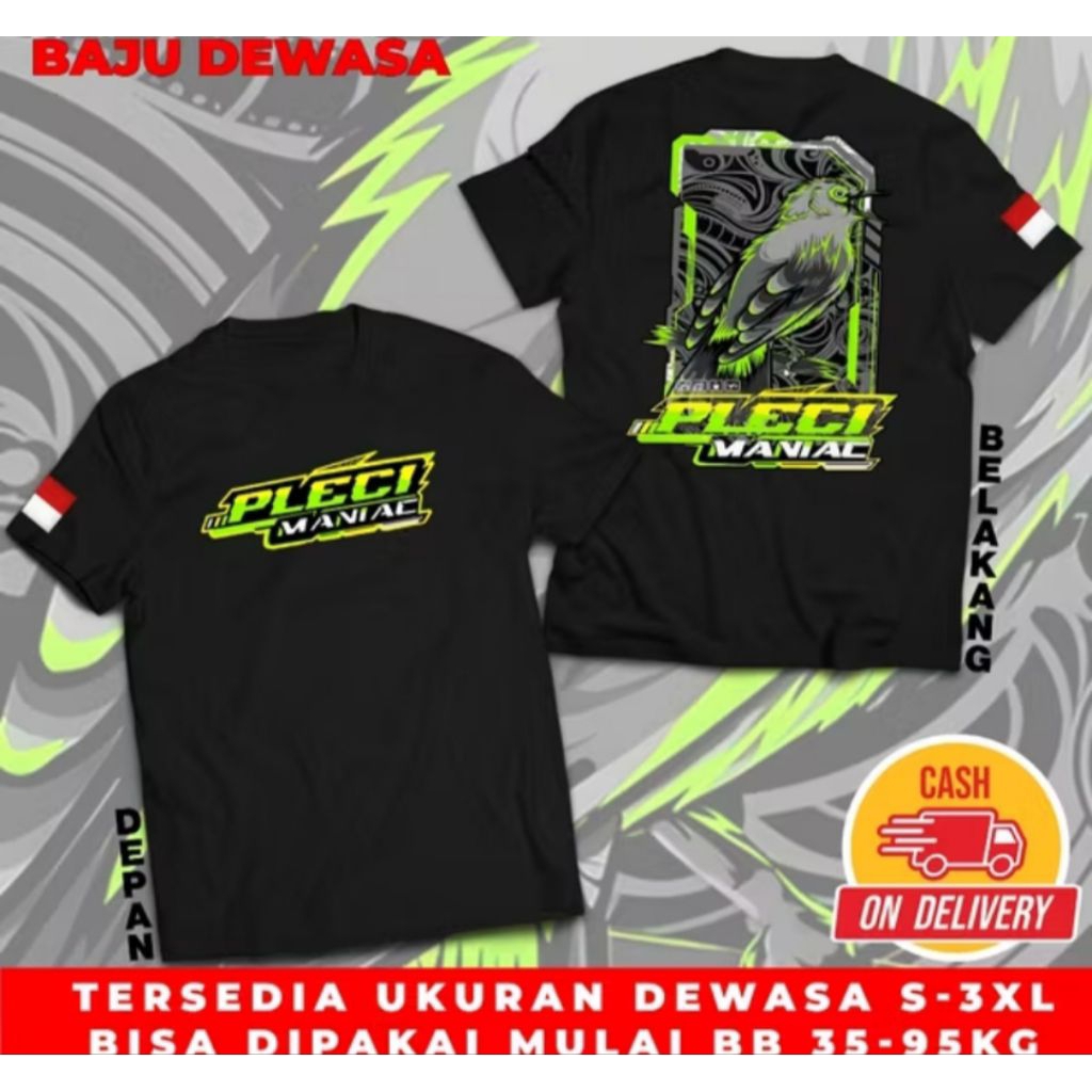 Kaos Distro Pleci Mania Dtf Warna Ijo Kaos Tshirt Bahan Adem Lembut Nyaman