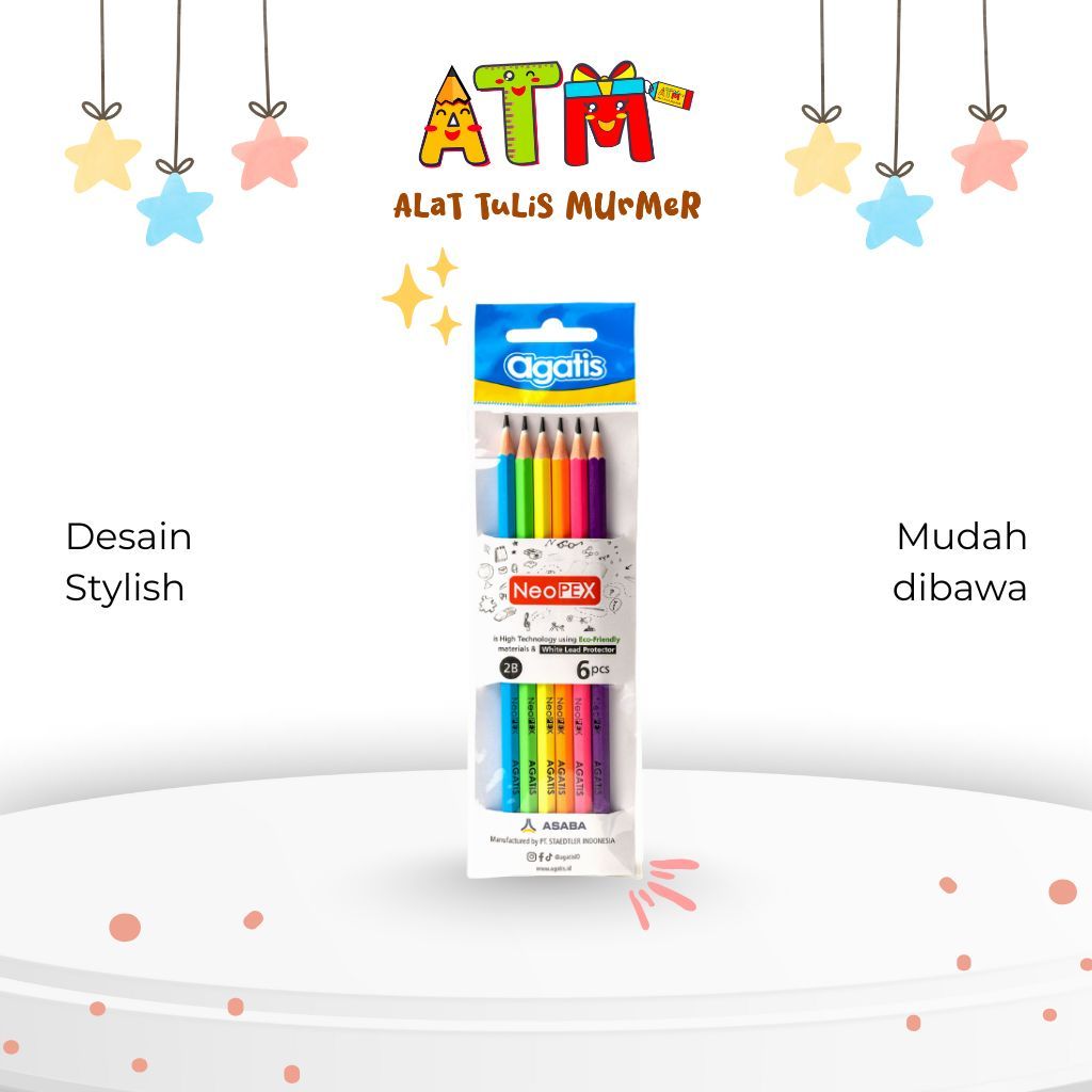 

Pensil 2B/Pensil Ujian/Pinsil//Pensil Agatis Neopex 2B Neon